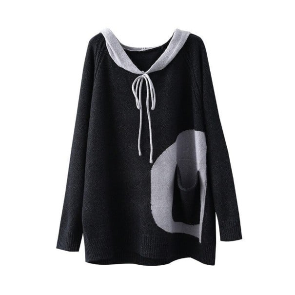 Sudadera con capucha de gran tamaño para mujer negro