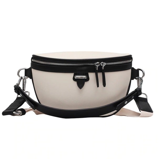 Dams crossbody väska i form av en midjeväska med kontrasterande kantband Dragkedja med två dragare Bred rem PU läder och polyester 25 x 15,5 x svart