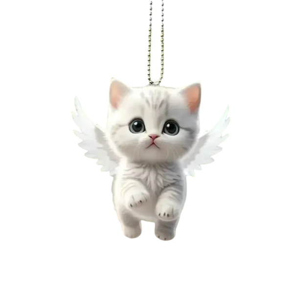 2D Car Pendant Hanging Decoration with Chain Realistic Animal in the Shape of a Cat Rear View Mirror Decoration Original Gift for Cat Lovers 1