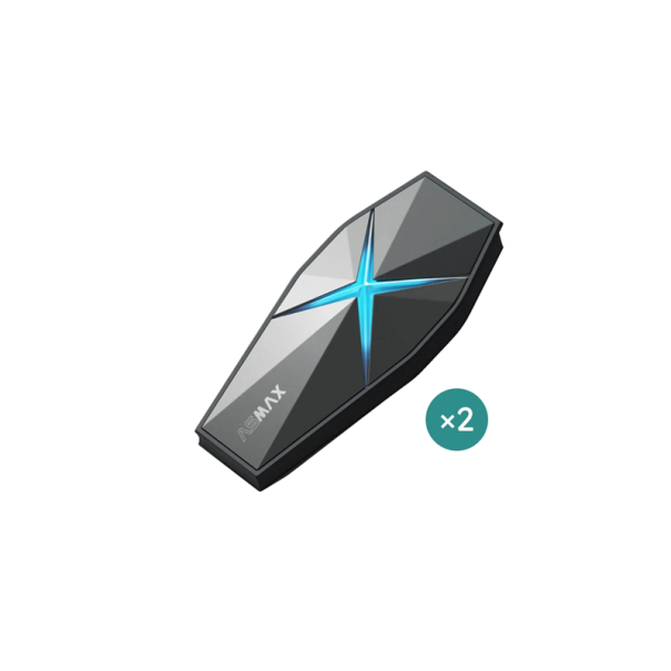 2er-Set ASMAX F1-Gegensprechanlagen Bluetooth 5.3 IP67 Dual-Chip 10 Fahrer Mesh LED-Hintergrundbeleuchtung HIFI-Sound 1250 mAh Akku OTA-Update 1