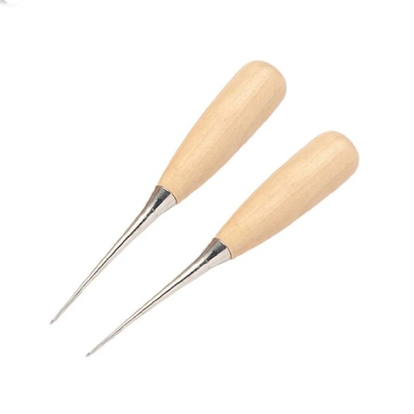 2er-Set Lederstanzen mit Holzgriff. Handwerkzeug zum Stanzen, Markieren und Nähen von Leder, Leinwand und Papier. 1
