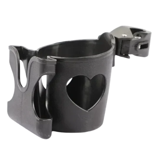 2in1 Getränke- und Telefonhalter für Kinderwagen Universeller Kunststoffhalter 8,5 cm Verstellbare Halterung 360° Drehbarer Becher- und Handyhalter schwarz