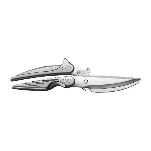 2in1 Küchenknochenschere und Messer aus schwarzem Titanstahl zum Schneiden von Fleisch und Geflügel silbern