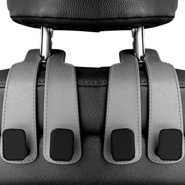 2ks Ganchos para apoio de cabeça de carro 15,8 x 8,2 cm Cabide para sacos e mochilas Organizador de assento Suporte de clipes Acessórios para o interior do carro cinzento