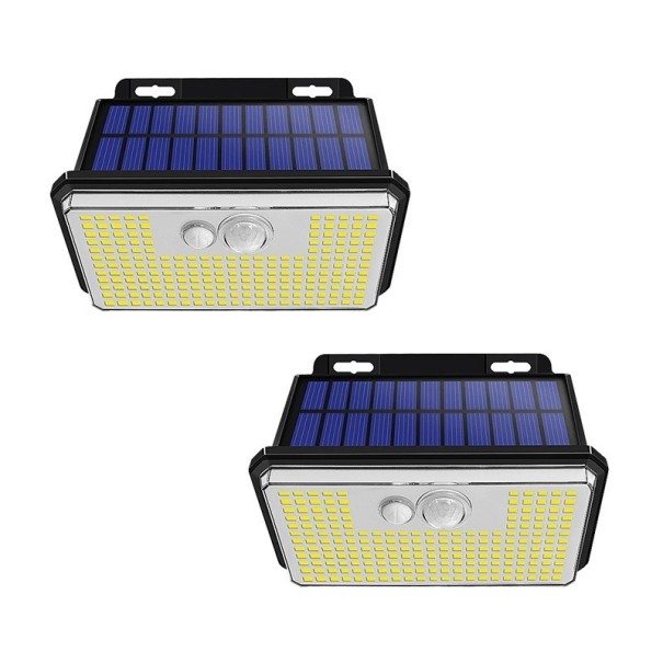 2ks solárne nástenné svetlá so senzorom pohybu 197 LED Super jasné IP67 Vodotesné vonkajšie bezpečnostné osvetlenie záhrada dom terasa vchod 1