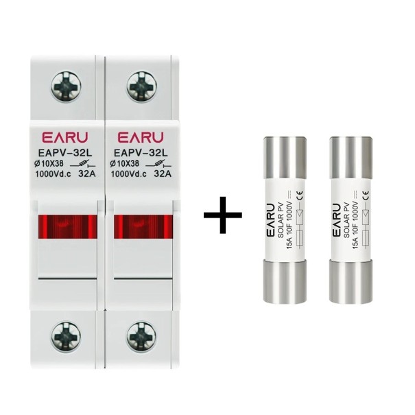 2P Parallel DC Fuse Holder Set 37 x 79 mm 1000 V 32 A for Solar Photovoltaic Systems Basic PV Protection gpV 1