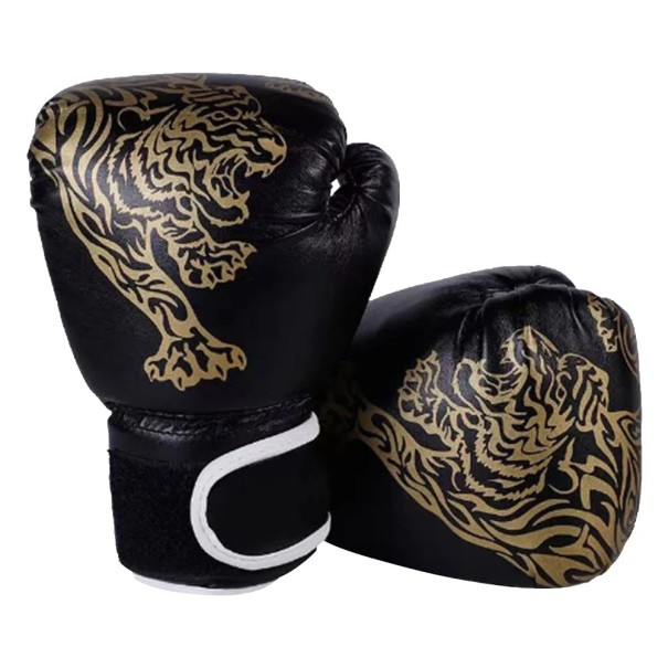 2szt. boxerskie rękawice treningowe Przewiewne rękawice skórzane PU MMA Muay Thai karate sparring sanda Rękawice sportowe do sztuk walki czarny