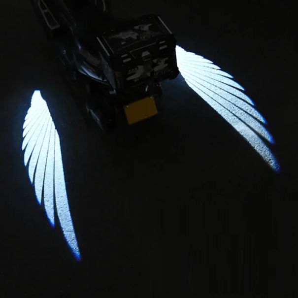 2szt. Projektor LED Angel Wings Welcome Light do motocykla 8-30V IP67 Wodoodporny 3W 20x38mm Dekoracyjne światło drzwi Moto biały