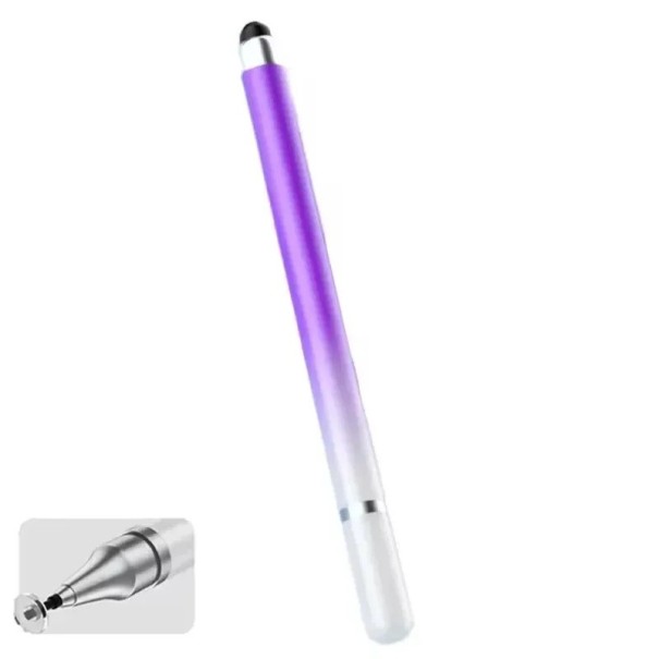2v1 dotykové pero pro tablety a chytré telefony, univerzální stylus 15,5 cm, silikonová a dotyková špička, kompatibilní s iOS i Android fialová