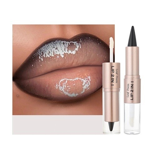 2v1 Rossetto Opaco 3,5 g e Lucidalabbra Plumping 2,5 g Lucido Incolore Non Appiccicoso Effetto Volume Due Passi di Trucco Labbra 1