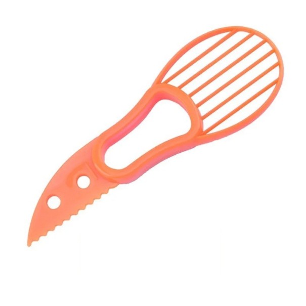 2v1 Separador de polpa e faca de plástico Ferramenta de cozinha para descascar e cortar facilmente Frutas e legumes Lâmina dupla Utensílio de cozinha prático laranja