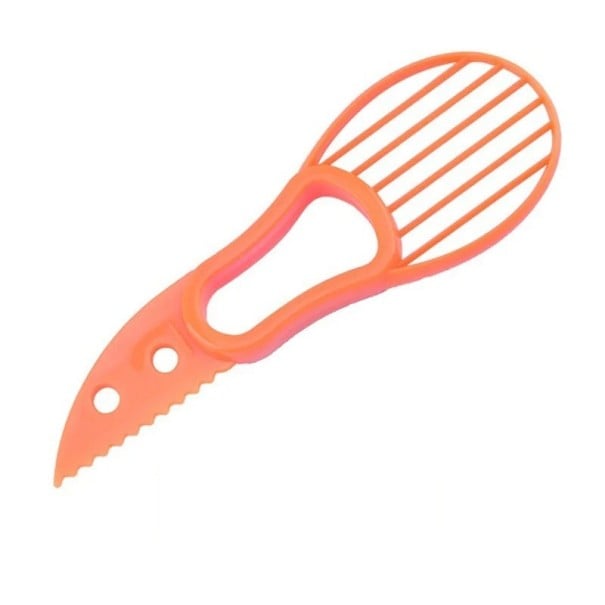 2v1 Separador de polpa e faca de plástico Ferramenta de cozinha para descascar e cortar facilmente Frutas e legumes Lâmina dupla Utensílio laranja