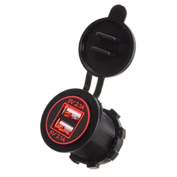 2x carregador USB à prova de água para painel vermelho