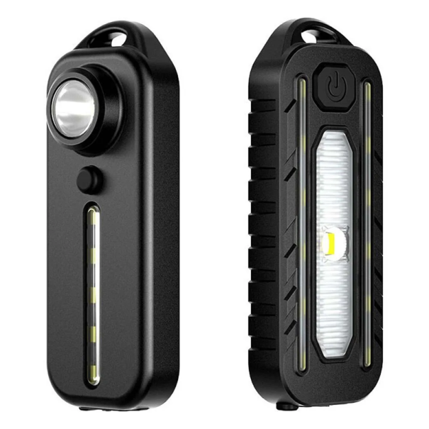 2x LED-taskulamppusetti vaatteiden klipsillä ja ohjaustangon pidikkeellä, USB-lataus, COB-nauha, 5 tilaa valkoista, punaista ja sinistä valoa, 7x2,5 1