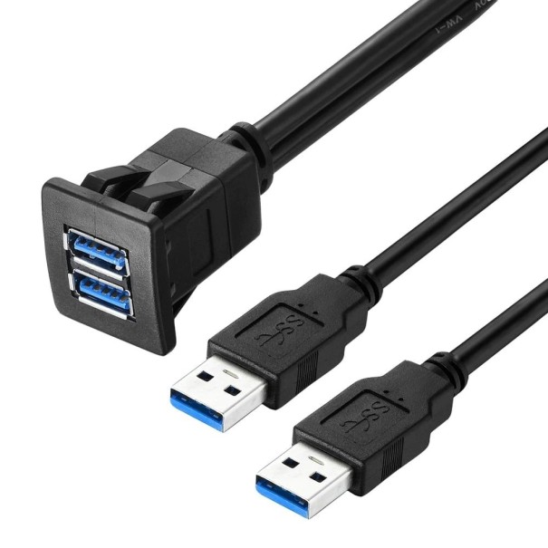 2x USB-Buchse mit Kabel 1 m 2