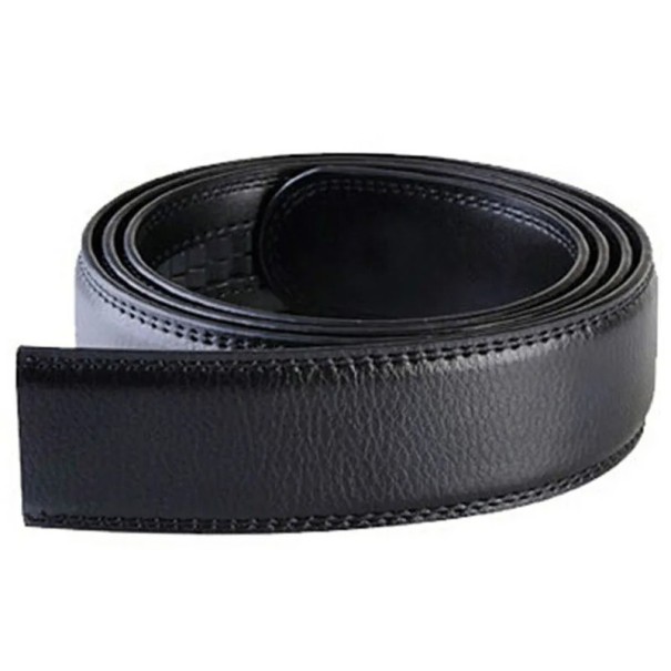 3,5 cm schnallenloser Gürtel für Herren mit automatischer Schnalle, PU-Ledergürtel, eleganter glatter Gürtel, längenverstellbarer Gürtel ohne Löcher schwarz 150 cm