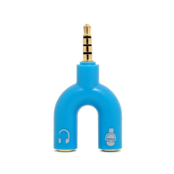 3.5mm Jack Splitter to 2x 3.5mm Jack Headphones + Microphone blue