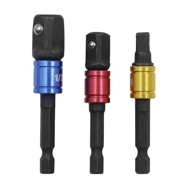 3 Adapter für HEX-Bohrer 1/4, 3/8, 1/2 schwarz