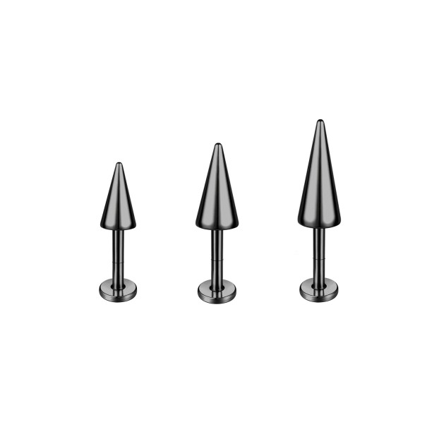 3 bucăți piercing conic 6 mm Oțel chirurgical Formă conică Bijuterie de calitate pentru ureche, nas, buze, mamelon negru