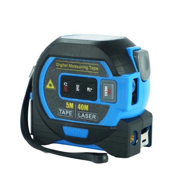 3 em 1 Medidor a laser retrátil 5 m Medidor a laser digital 40 m Medidor de distância infravermelho Régua inteligente Ferramenta de medição precisa azul