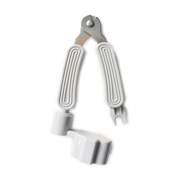 3 en 1 Enrollador de cuerdas Cortador de cuerdas y Sacador de clavijas para guitarra Herramienta universal para cambio de cuerdas de plástico ABS gris