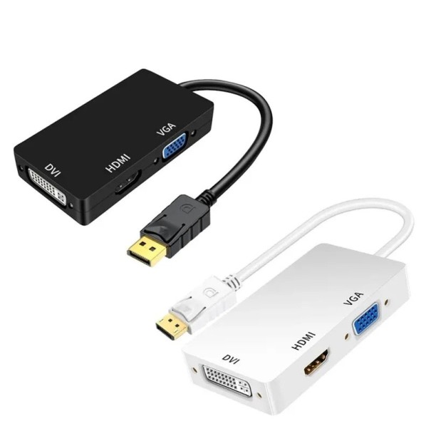 3-i-1 DisplayPort hane till HDMI VGA DVI hona Adapter Converter Videoutgång 1080p för bildskärm, projektor och grafikkort
