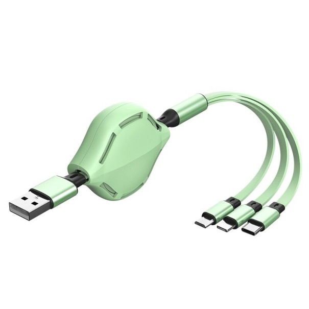 3-i-1 USB-indragbar kabel grön