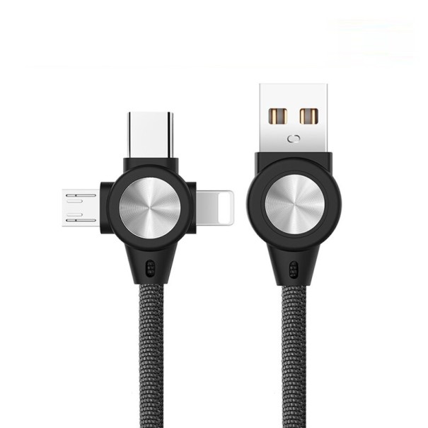 3-in-1 USB-datakabel donkergrijs