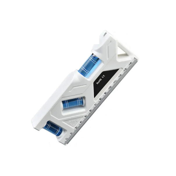 3-in-1-Wasserwaage 150 x 55 x 20 mm Kompaktes, präzises Messwerkzeug aus ABS-Kunststoff Wasserwaage mit Libellen Horizontale und vertikale Messung weiß