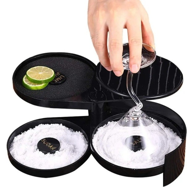 3-lags roterende krydderiboks 16,5×6,5×18,3 cm Barsalt- og sukkerboks Bartending vintilbehør ABS cocktail mixer sæt 1