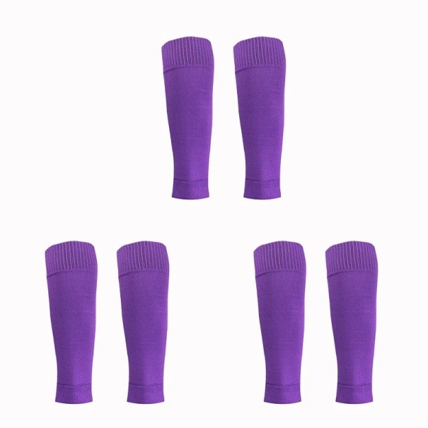 3 paires de chaussettes de football pour adultes unisexes avec protège-tibias hautes jusqu'aux genoux élastiques respirantes sportives à séchage rapide violet