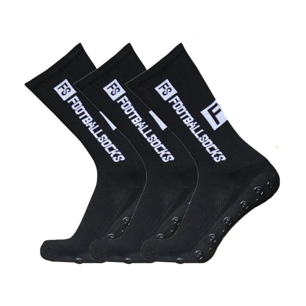 3 paires de chaussettes de football sportives pour enfants EUR 34-39 hautes jusqu'aux genoux avec semelle en silicone antidérapante respirante élastique noir