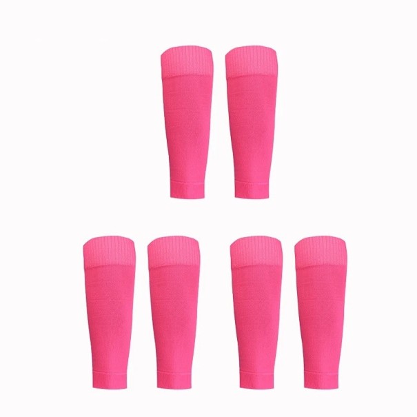 3 pares de meias de futebol para adultos unisex com protecções de canela altas até aos joelhos elásticas respiráveis desportivas de secagem rápida rosa