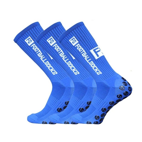3 perechi de șosete de fotbal sport pentru copii EUR 34-39 din silicon până la genunchi talpă anti-alunecare elastic respirabil albastru