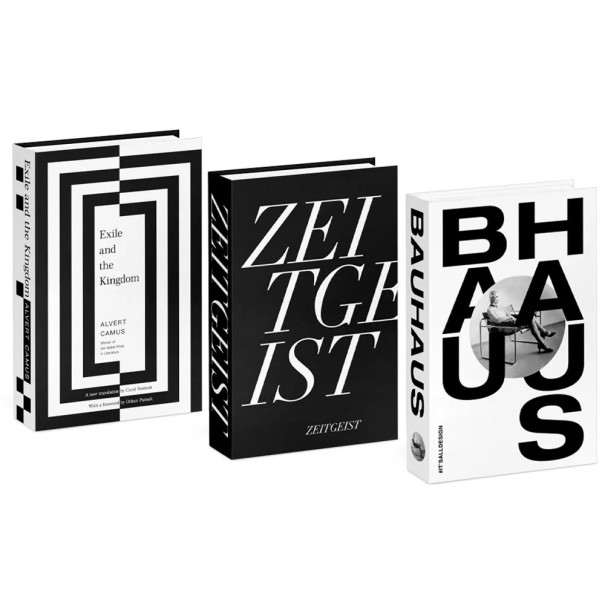 3 pz di libri decorativi finti Zeitgeist imitazione di libri non apribile decorazione in bianco e nero per interni biblioteca scaffale tavolo complemento d'arredo 1