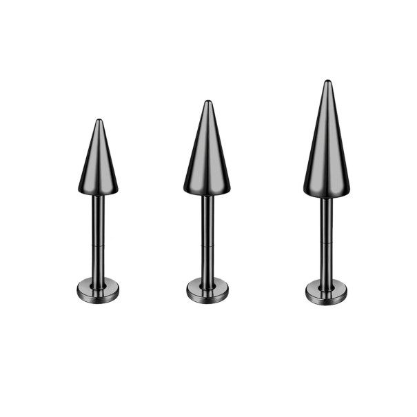 3 st kupe piercing 10 mm Kirurgisk stål Konisk form Metallisk kroppssmycke för öra näsa läpp bröstvårta svart