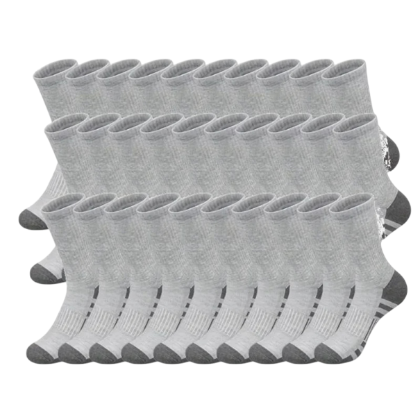 30 Paar Unisex Sportsocken EUR 38-47 Atmungsaktive Baumwollsocken mit Anti-Rutsch für Laufen Wandern Fitness Outdoor Sportaktivitäten grau