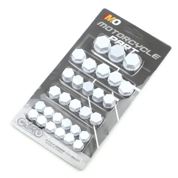 30 pièces de caches de boulons colorés pour moto 1,4/1,2/1/0,8 cm Protection des vis Bouchons décoratifs Personnalisation des roues Accessoires de tuning blanc