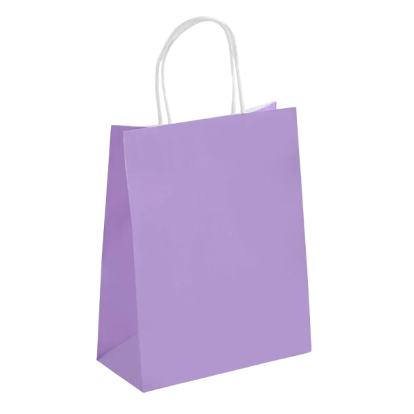 30 st Kraftpresentpåsar 15 x 21 cm med handtag Färgglada papperspåsar för presentförpackning ekologiska hållbara papperspåsar för återanvändning lila