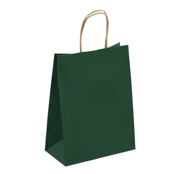 30 stk Kraftgaveposer 15 x 21 cm med håndtag Farverige papirposer til gaver emballage af varer økologiske robuste poser af papir til genbrug mørkegrøn