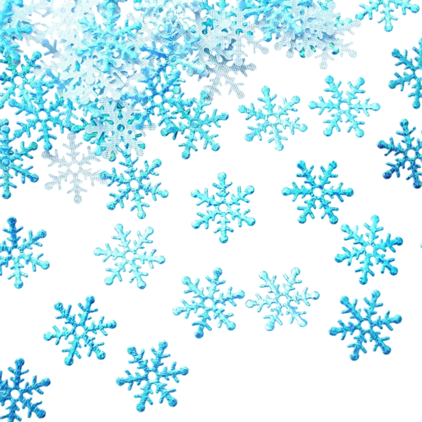 300 pcs Flocons de neige de Noël 2 cm Confettis décoration pour arbre Gâteaux décorations Décoration hivernale de Noël Décorations de fête bleu