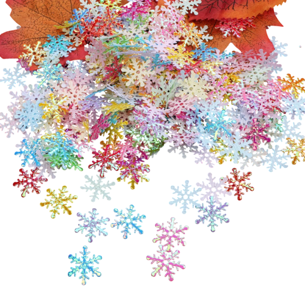 300 Stück Papier Schneeflocken Winter Weihnachtskonfetti für Hochzeiten Geburtstagsfeiern Festliche Dekoration Raumdekoration Verschiedene Farben der Flocken mehrfarbig