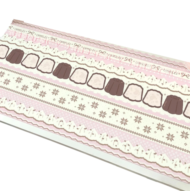 30x80 cm verlängerte Unterlage für Tastatur und Maus mit Motiv von Schleifen, Spitzen, Puddings und Schneeflocken in Rosa, Weiß und Braun für den Schreibtisch