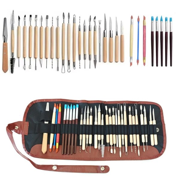 31-Piece Tool Set for Sculpting and Modelling with Wax Clay and Woodcarving with Case for Arts and Crafts and Workshops 1
