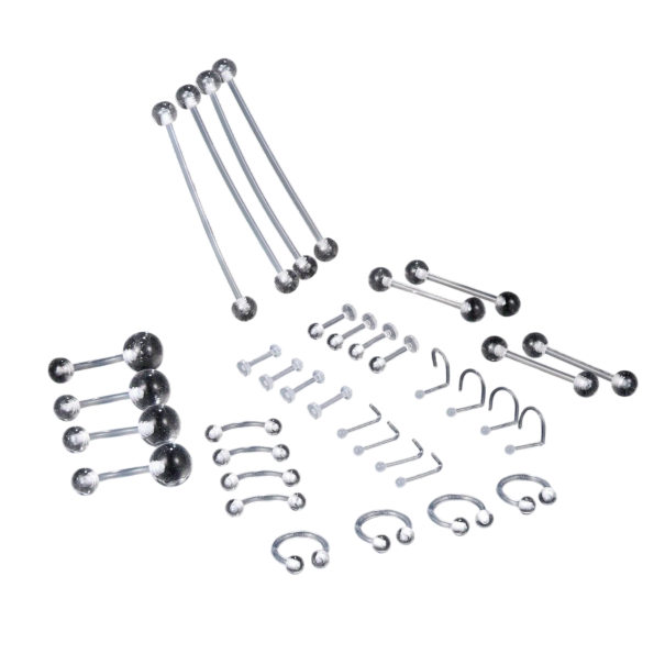 36 Stück Grundset transparente Piercings Acryl Unsichtbarer Schmuck für Nase Ohren Lippen Augenbrauen verschiedene Formen 1