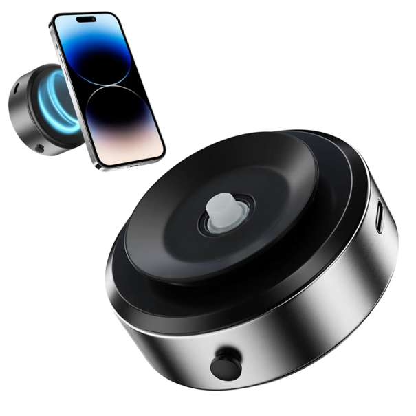 360° Rotating Magnetic Car Phone Holder with Suction Cup Strong Magnet Stable Attachment One-Handed Operation Universal Compatibility silver