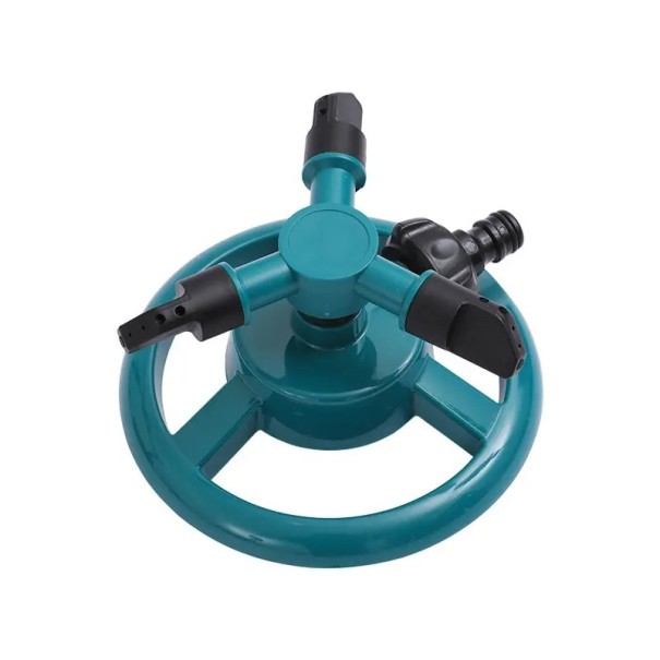 360° roterende sprinkler med tre arme til have og græsplæne, grøn plastiksprinkler med slangetilslutning 1