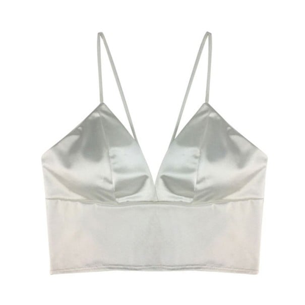 Dámsky saténový crop top biela
