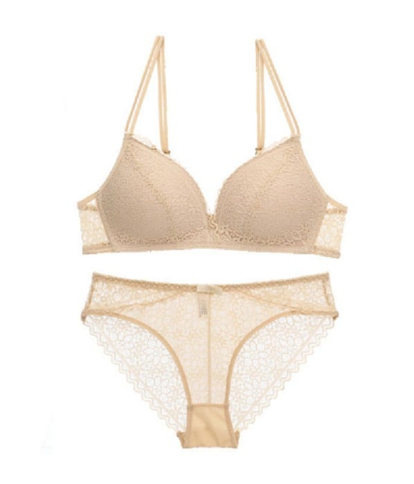 Set femei - sutien bralette și chiloți bej 65A