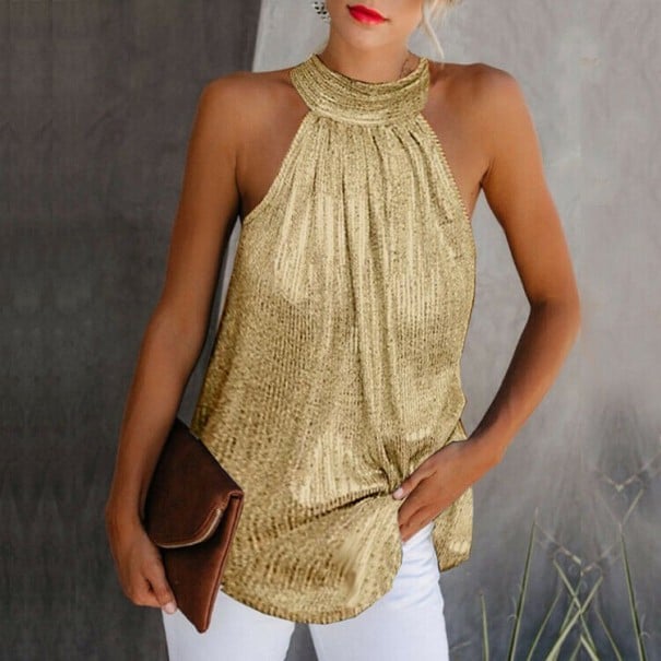 Camiseta sin mangas de mujer dorado L